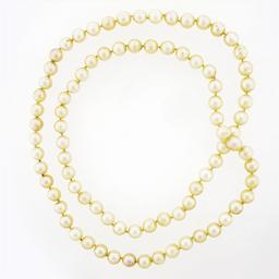 Classic 30" Long 8-8.5mm Round Cultured Pearl Single Strand Slip On Necklace