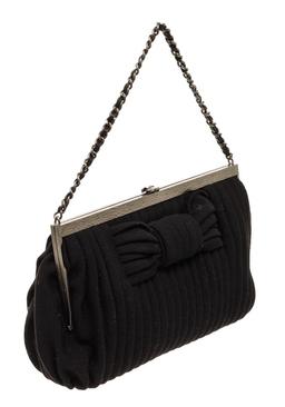 Chanel Black Suede Bow Motiff CC Shoulder Bag