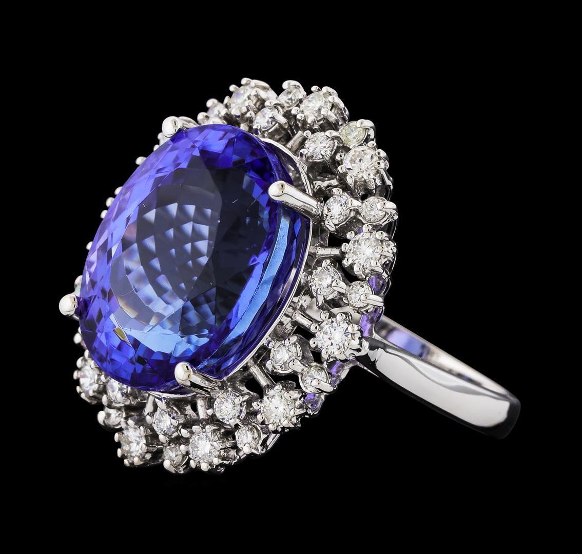 GIA Cert 16.52 ctw Tanzanite and Diamond Ring - 14KT White Gold