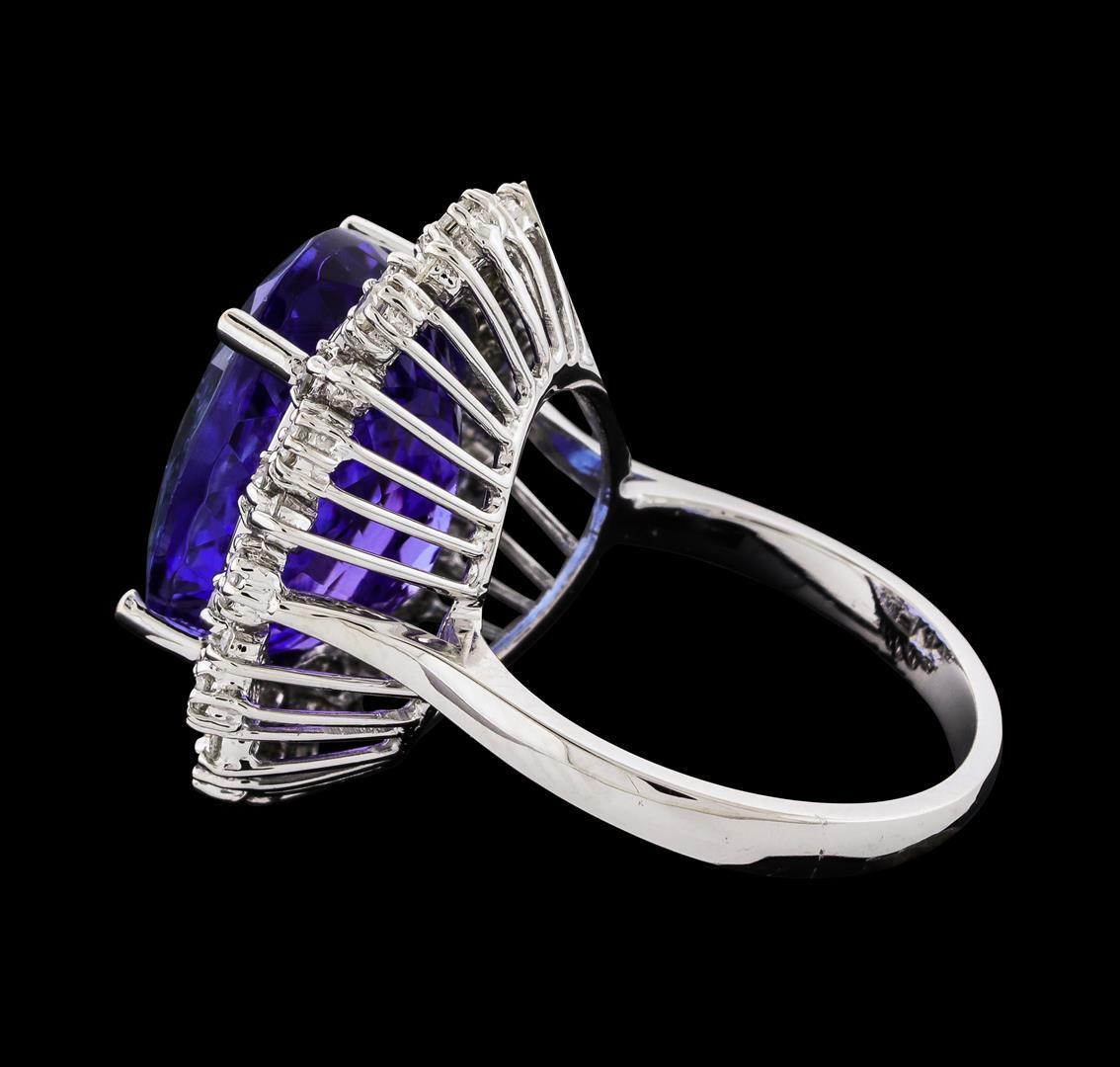 GIA Cert 16.52 ctw Tanzanite and Diamond Ring - 14KT White Gold