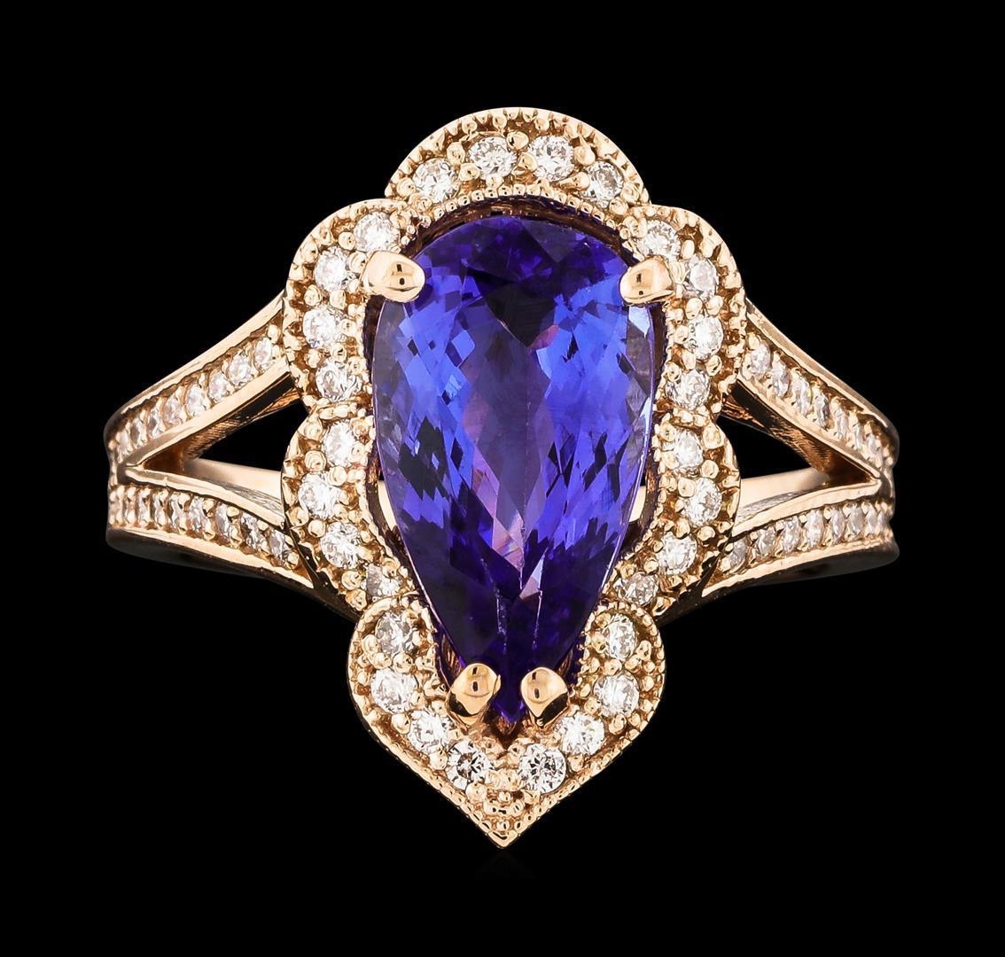 3.12 ctw Tanzanite and Diamond Ring - 14KT Rose Gold