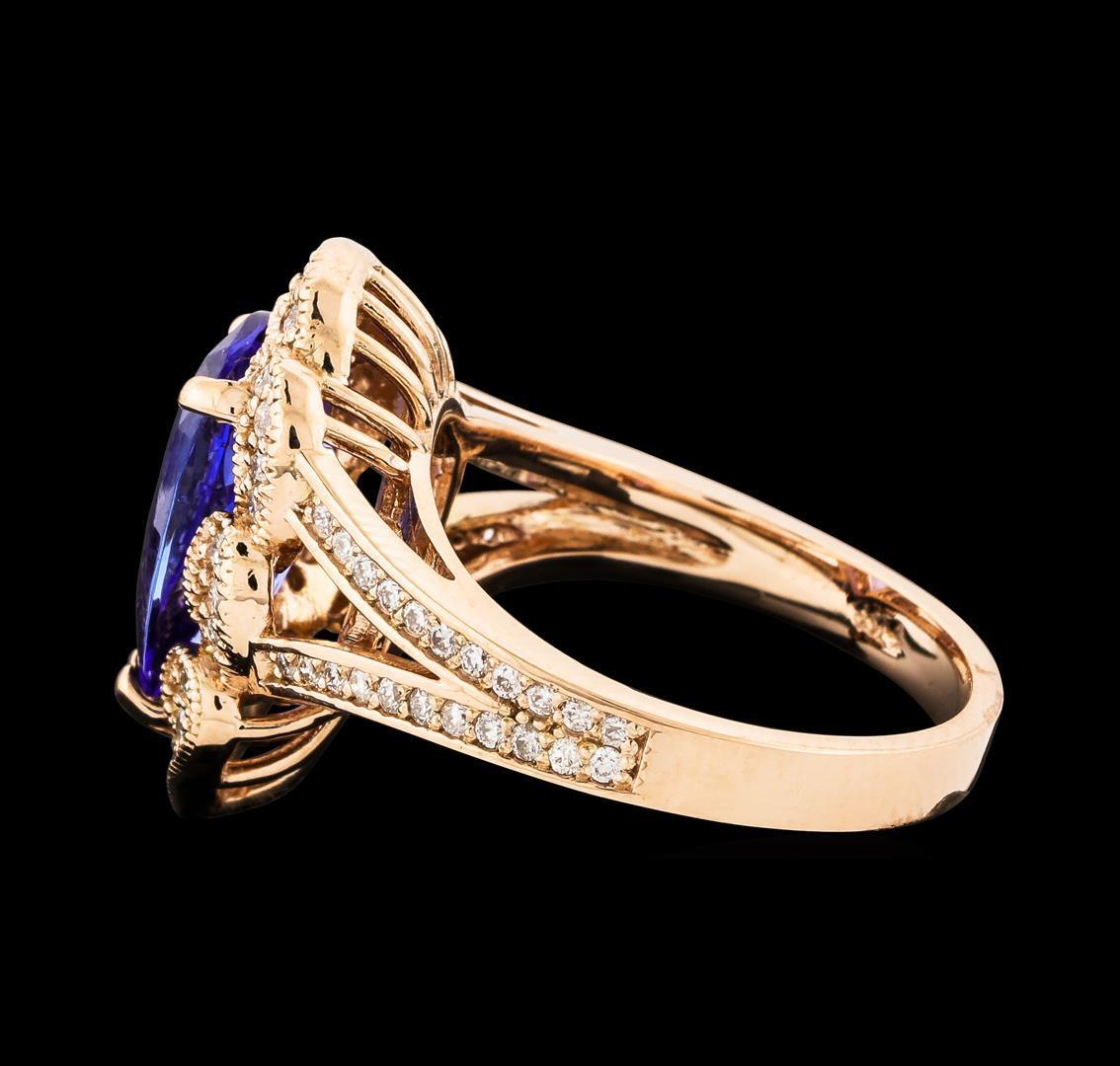 3.12 ctw Tanzanite and Diamond Ring - 14KT Rose Gold