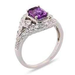 1.49 ctw Pink Sapphire and 0.56 ctw Diamond 18K White Gold Ring