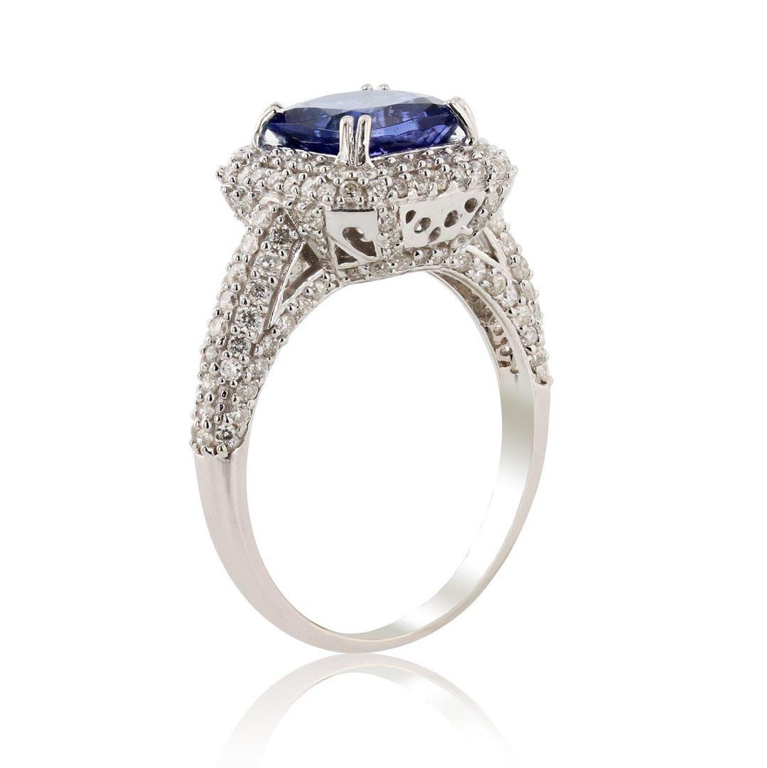 2.26 ctw Tanzanite and 1.01 ctw Diamond 14K White Gold Ring