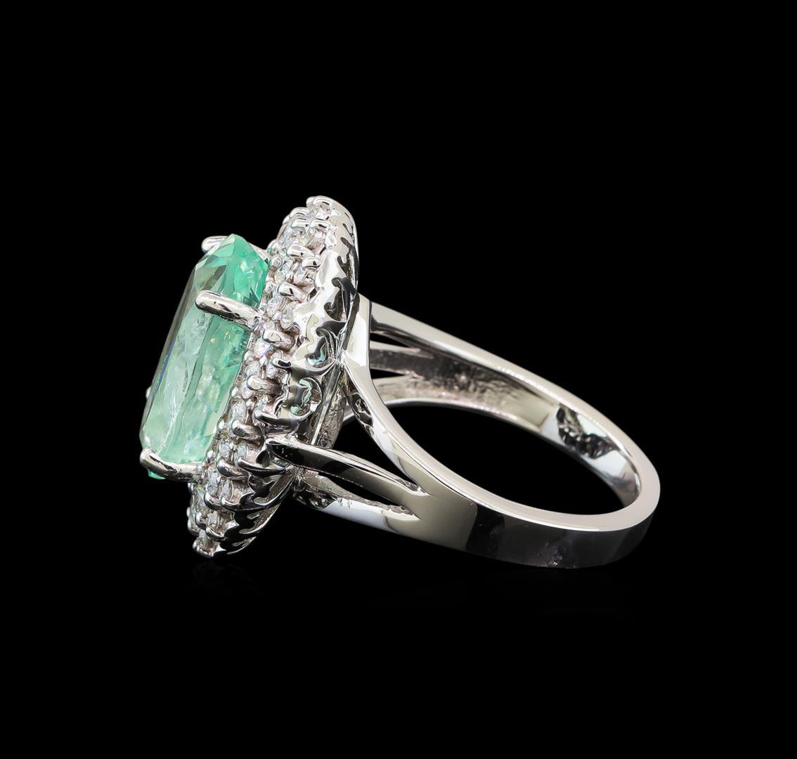 GIA Cert 9.25 ctw Emerald and Diamond Ring - 14KT White Gold