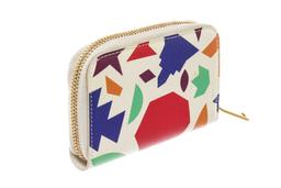 Saint Laurent White Multicolor Leather Small-Shapes Print Compact Zippy Wallet