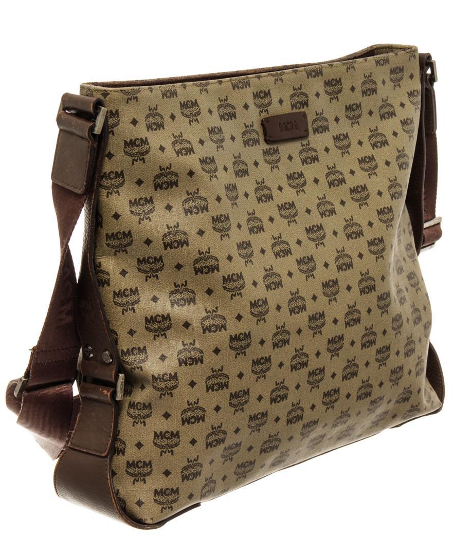 MCM Brown Coated Canvas Crossbody Bag