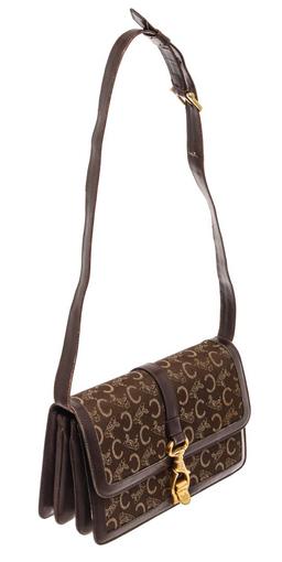 Celine Brown Canvas C Macadam Shoulder Bag