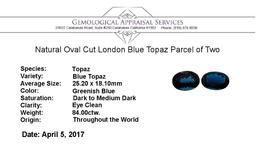 84.00 ctw. Natural Oval Cut London Blue Topaz Parcel of Two