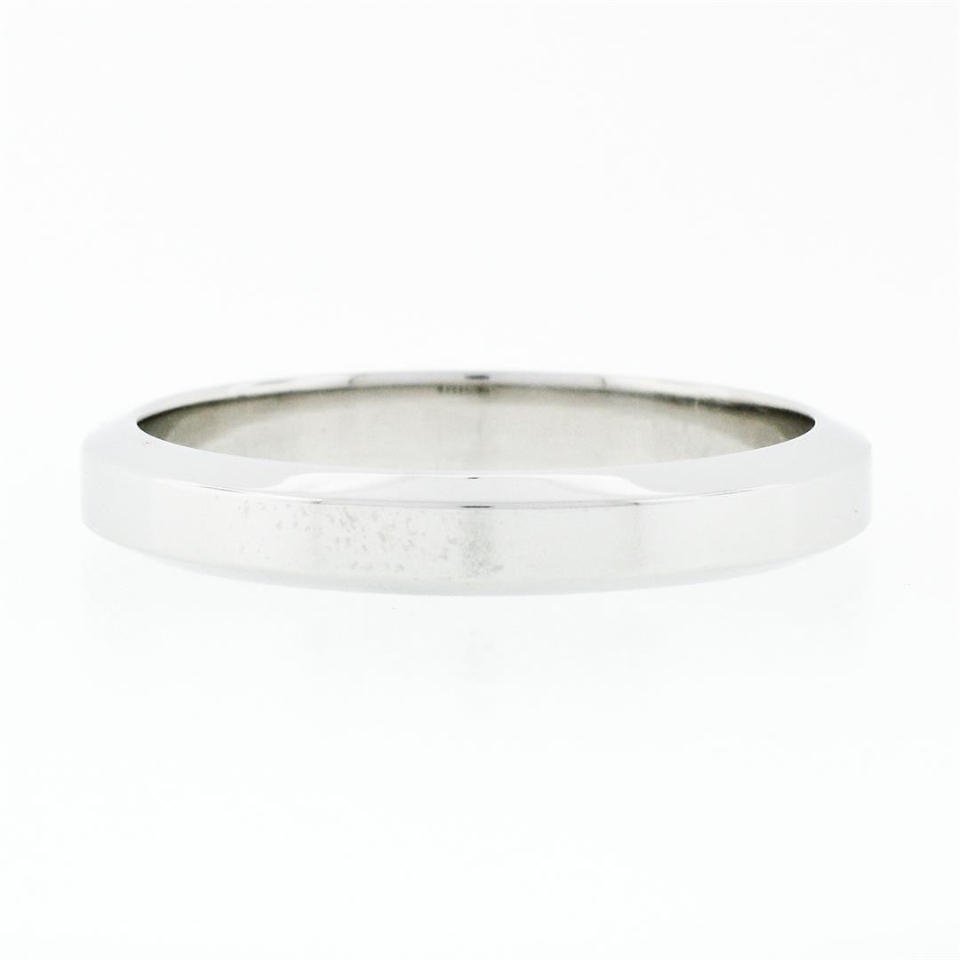 New 18k White Gold 3.45mm Plain Polished Flat Squared Wedding Band Stack Ring