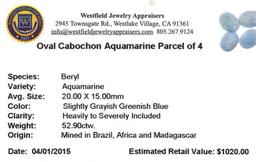 52.90 ctw Oval Cabochon Aquamarine Parcel