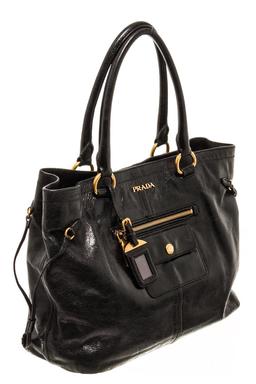 Prada Black Leather Tote Bag