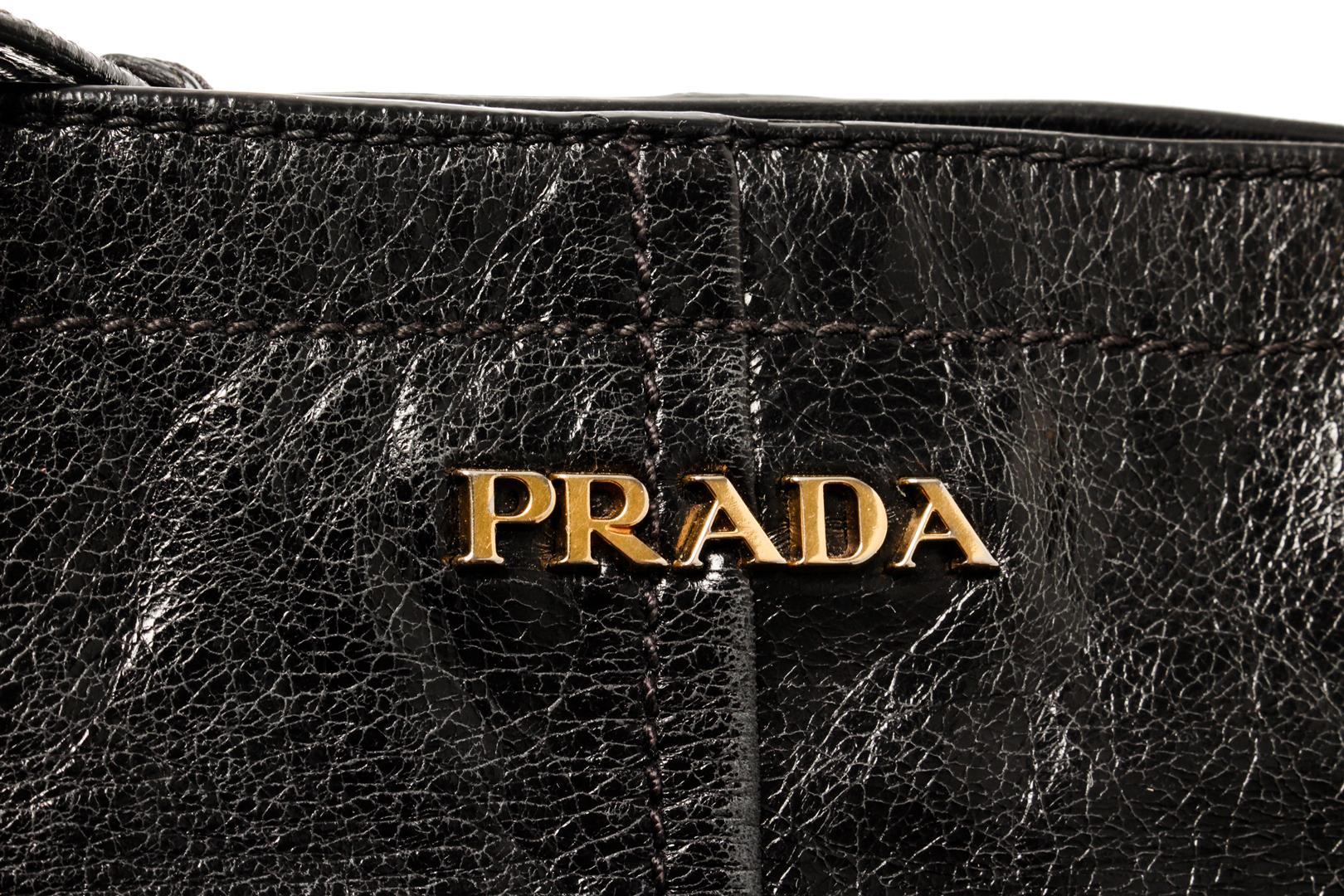 Prada Black Leather Tote Bag