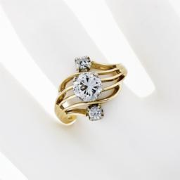 Antique Jabel 14k Gold GIA 1.19 ctw Round Cut Diamond Open Swirl Engagement Ring