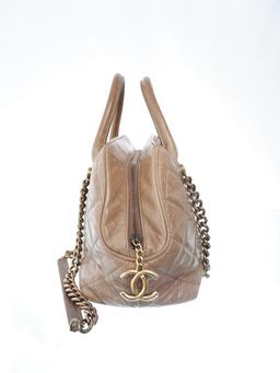 Chanel Quilted Castle Rock Brown Bowler Bag