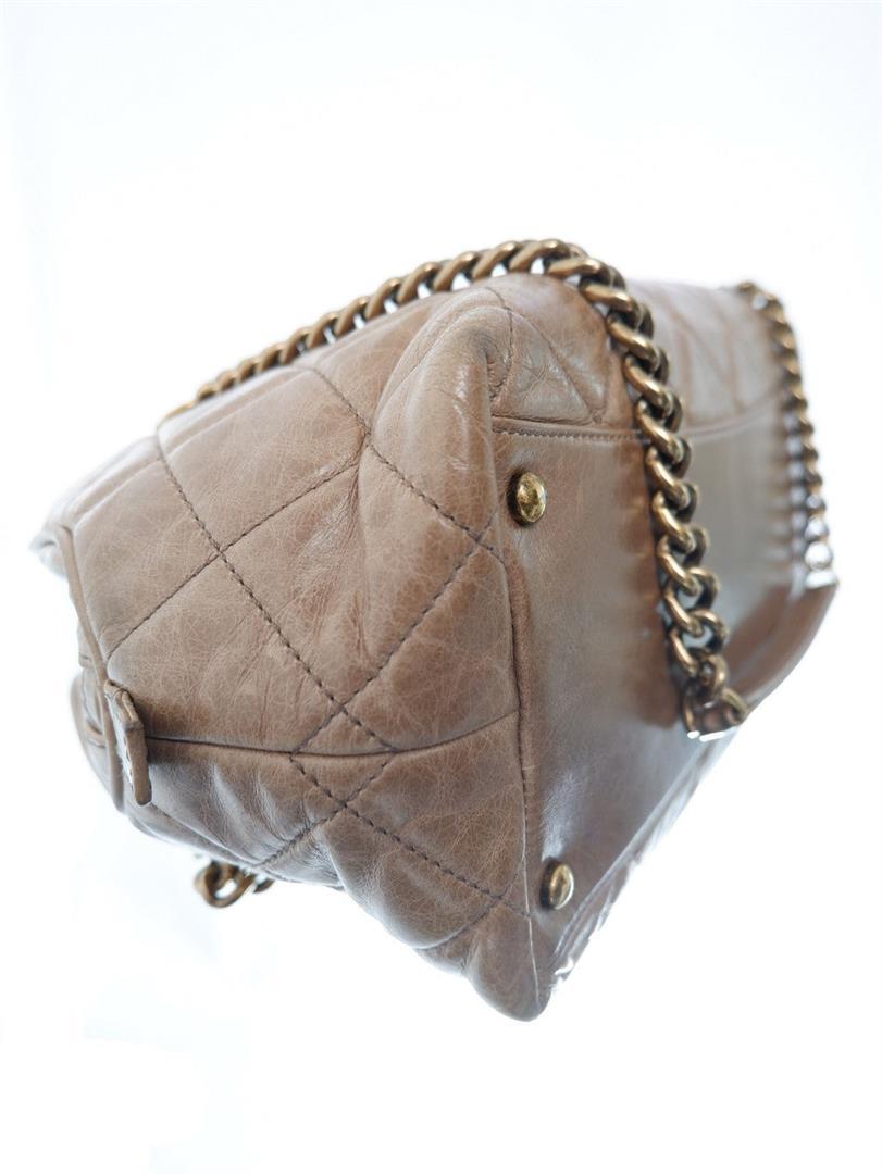 Chanel Quilted Castle Rock Brown Bowler Bag