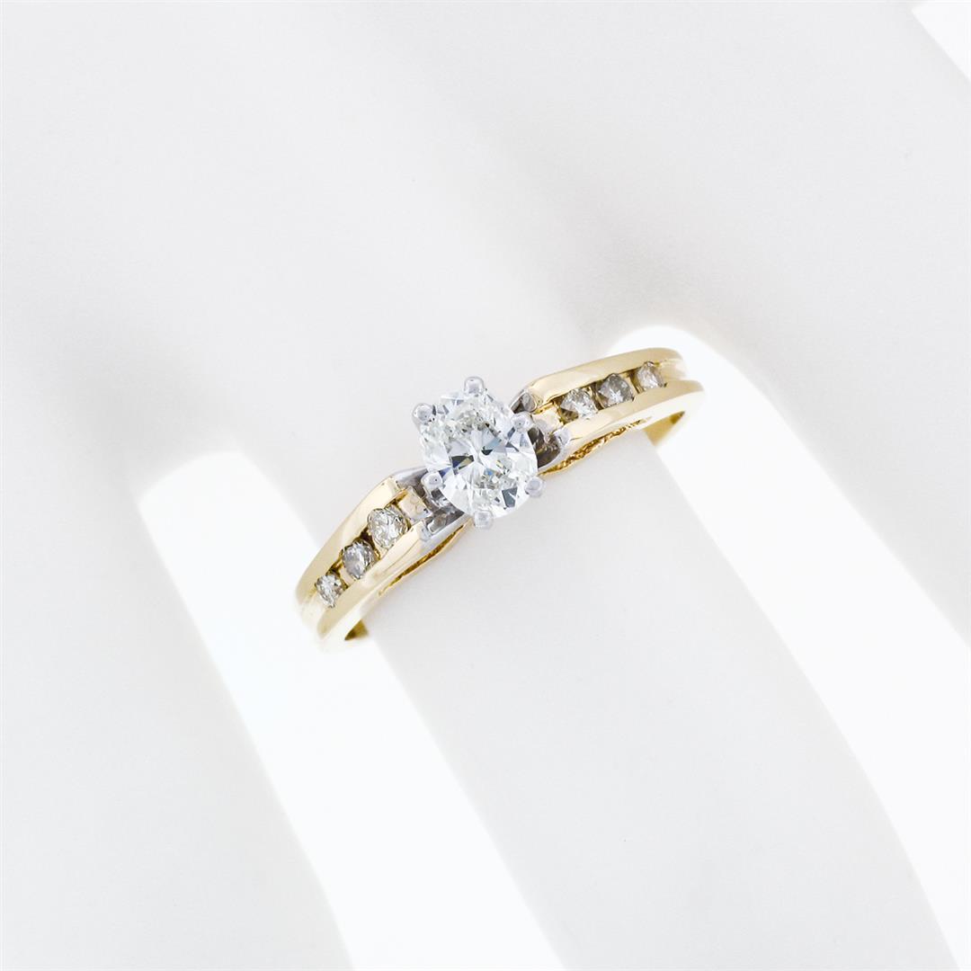 Estate 14k Two Tone Gold .50 ctw Oval Diamond Solitaire Engagement or Promise Ri