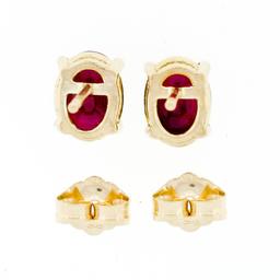 New 14K Yellow Gold 2.0 ctw Prong Set Oval Natural Ruby Open Basket Stud Earring