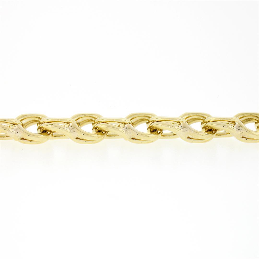 Vintage 14K Yellow Gold 6" Double Loop Open Ring Link Charm Chain Bracelet