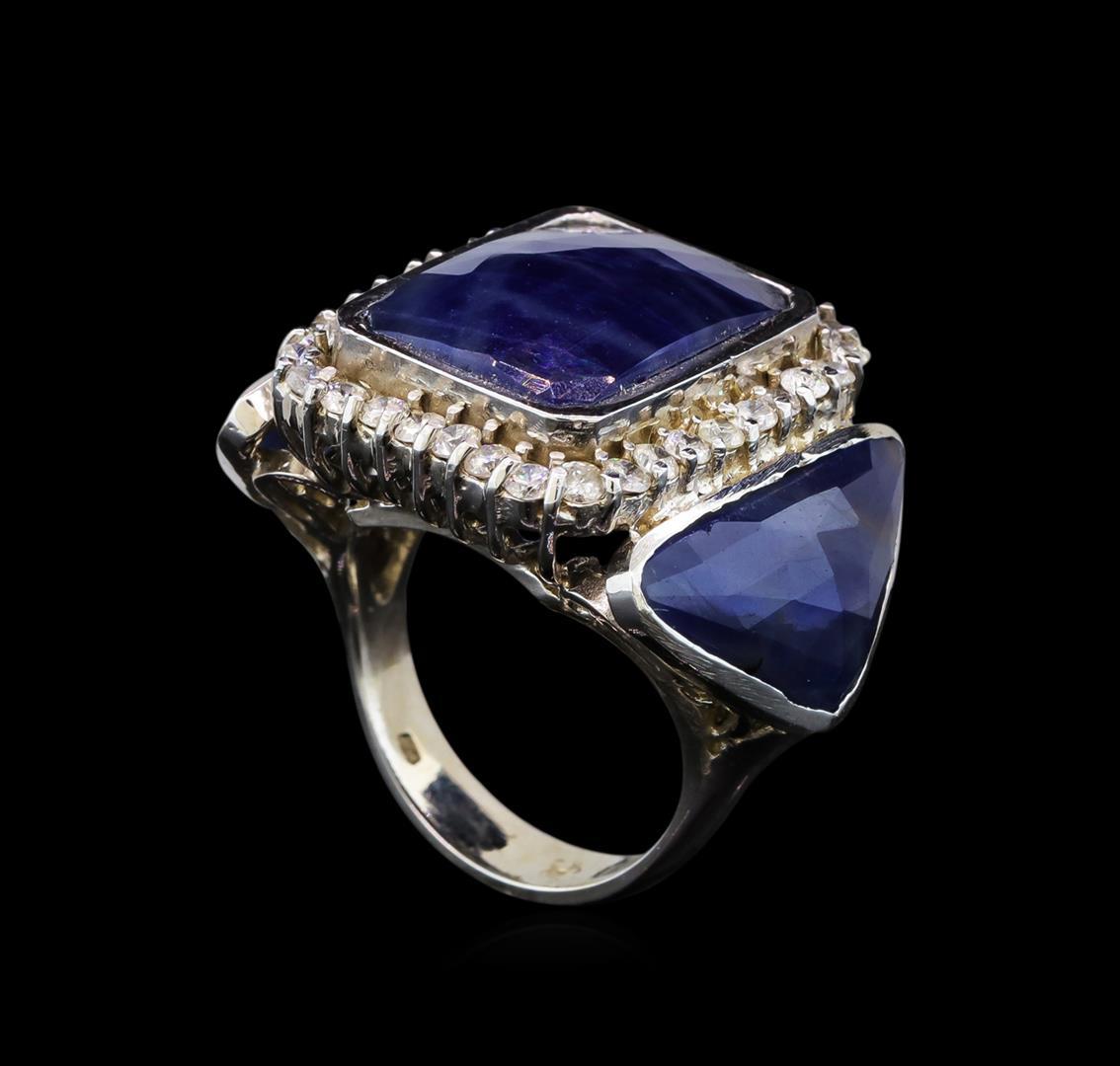 14KT White Gold 20.59 ctw Sapphire and Diamond Ring