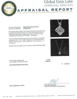 14KT White Gold 1.20 ctw Diamond Pendant With Chain