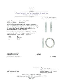 5.30 ctw Diamond Hoop Earrings - 14KT White Gold