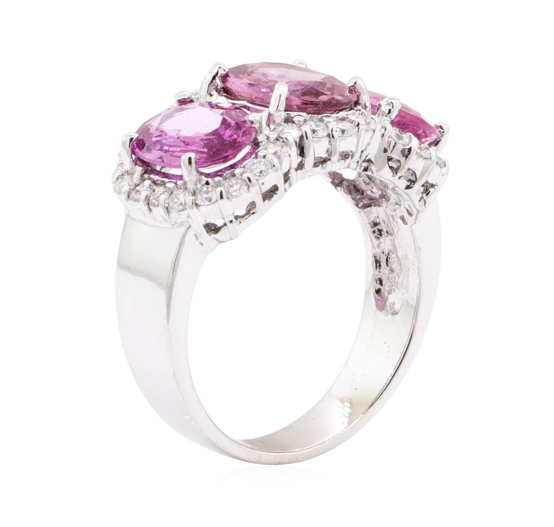 4.67 ctw Pink Sapphire and Diamond Ring - 14KT White Gold