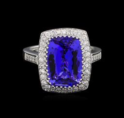 14KT White Gold 5.95 ctw Tanzanite and Diamond Ring