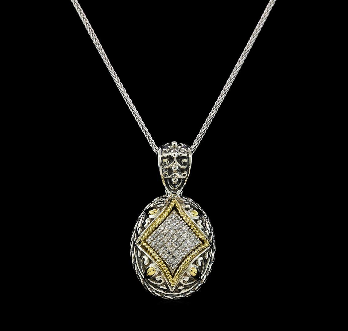 0.25 ctw Diamond Pendant and Chain - Silver/18KT Yellow Gold