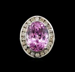 14KT White Gold 16.20 ctw Kunzite and Diamond Ring