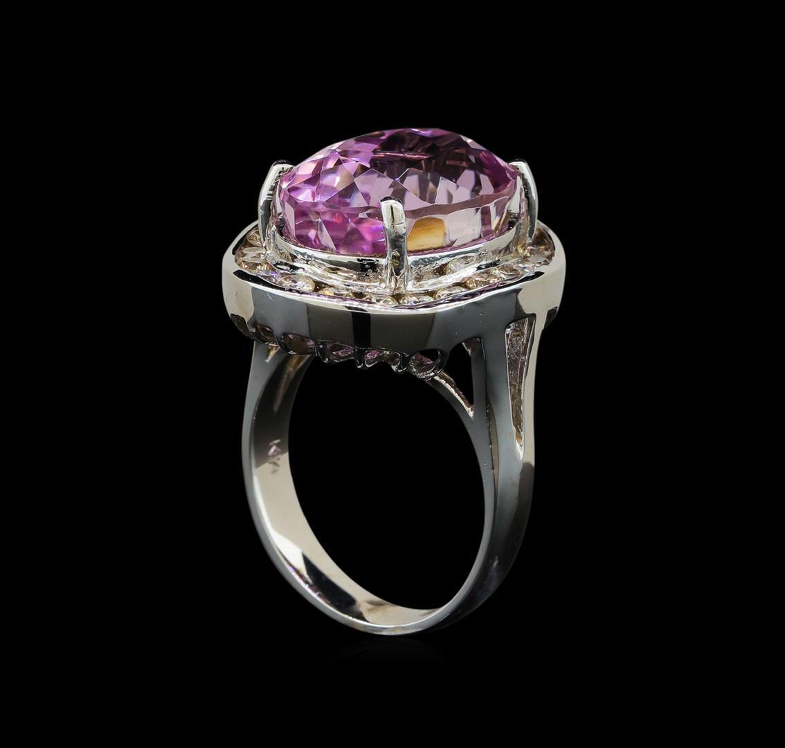 14KT White Gold 16.20 ctw Kunzite and Diamond Ring