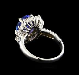 14KT White Gold 3.35 ctw Tanzanite and Diamond Ring