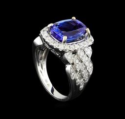 14KT White Gold 4.23 ctw Tanzanite and Diamond Ring