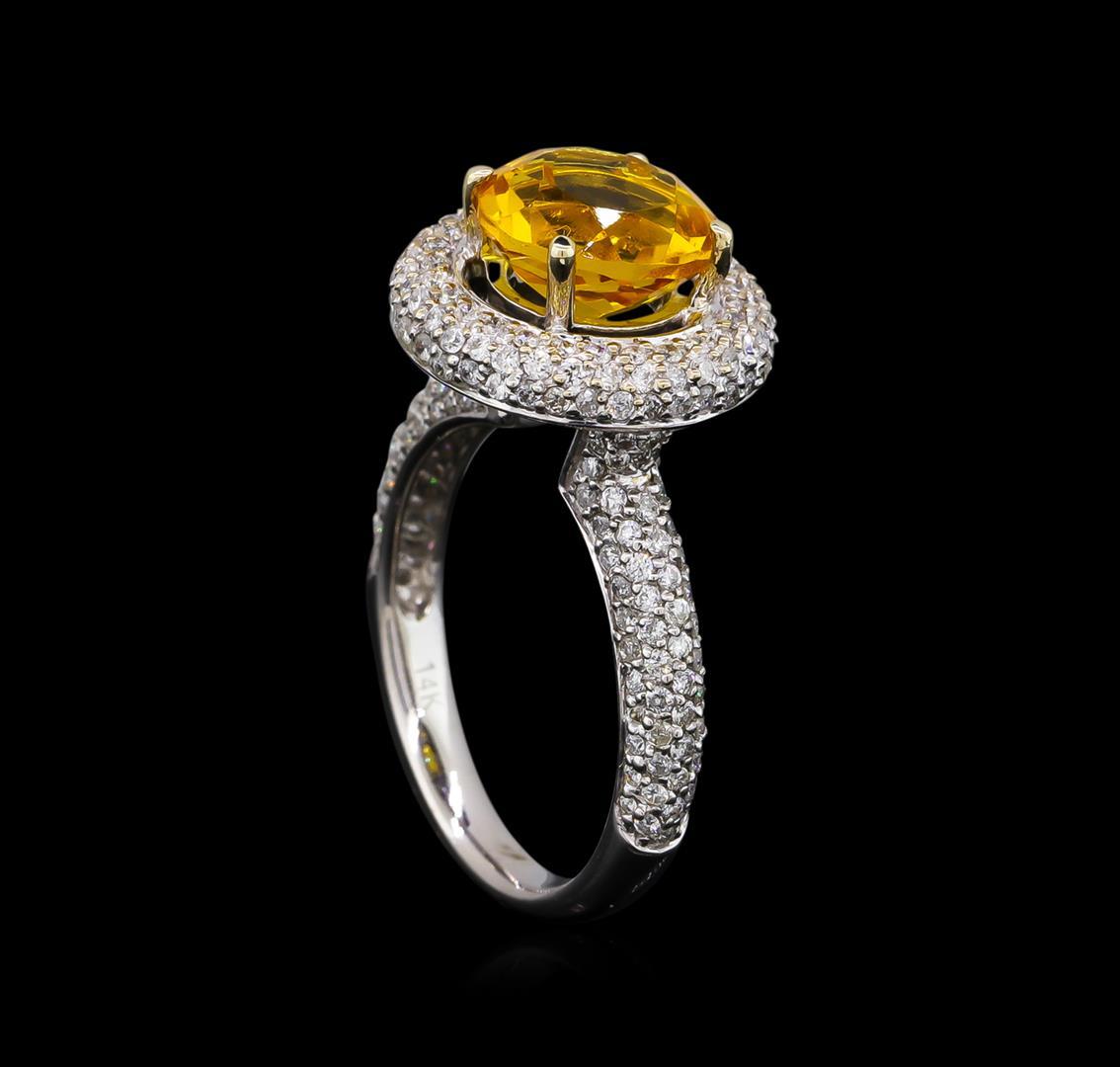 14KT White Gold 2.70 ctw Citrine and Diamond Ring