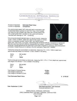 18.09 ctw Emerald and Diamond Pendant With Chain - 14KT White Gold