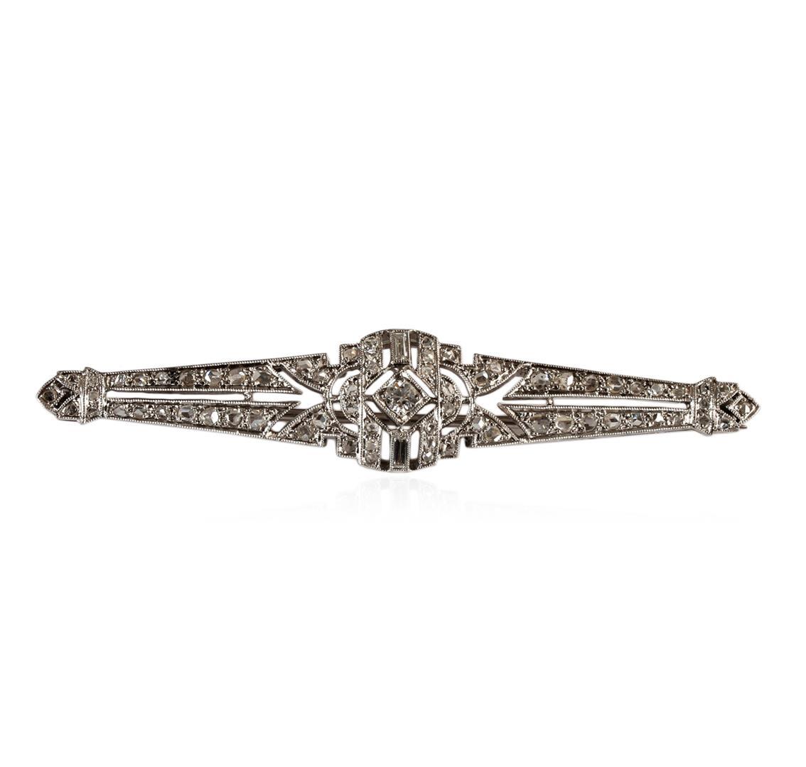 0.65 ctw Diamond Brooch - 14KT White Gold