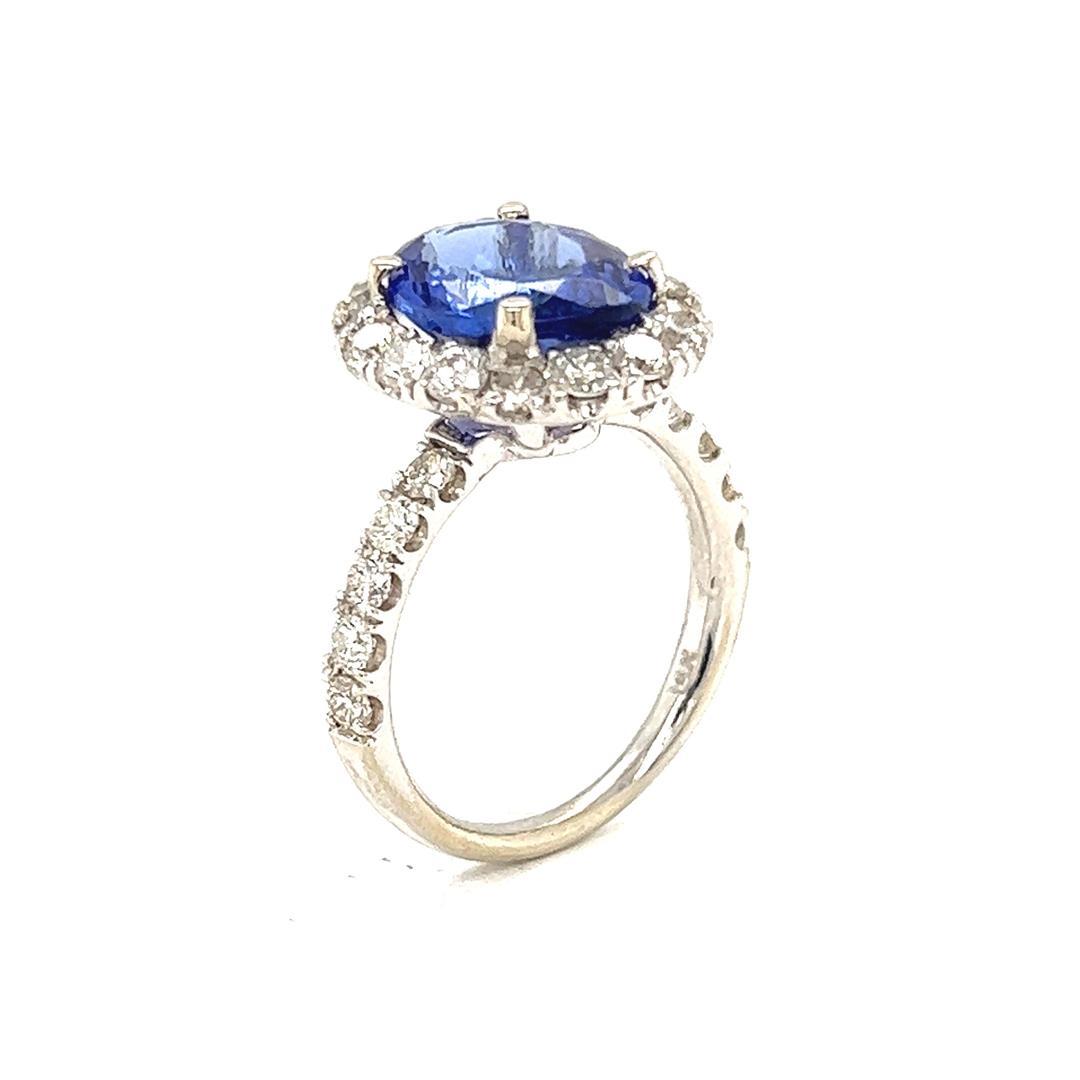 3.70 ctw Tanzanite & Diamond Ring - 14KT White Gold