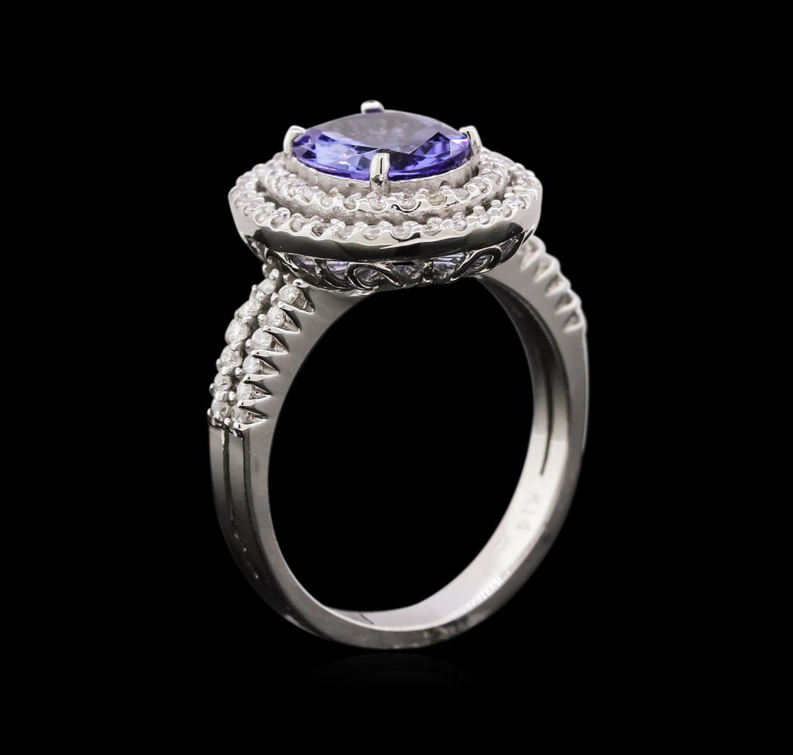 1.48 ctw Tanzanite and Diamond Ring - 14KT White Gold