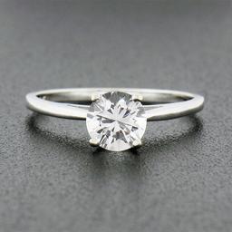 Vintage 14k White Gold High Quality Round Prong Cubic Zirconia Cz Solitaire Ring