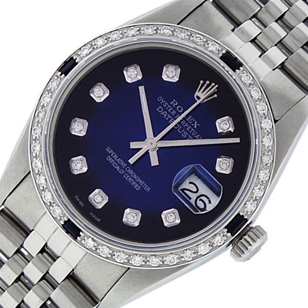 Rolex 36MM Stainless Steel Blue Vignette Diamond & Sapphire Datejust Wristwatch