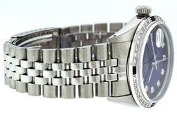 Rolex 36MM Stainless Steel Blue Vignette Diamond & Sapphire Datejust Wristwatch