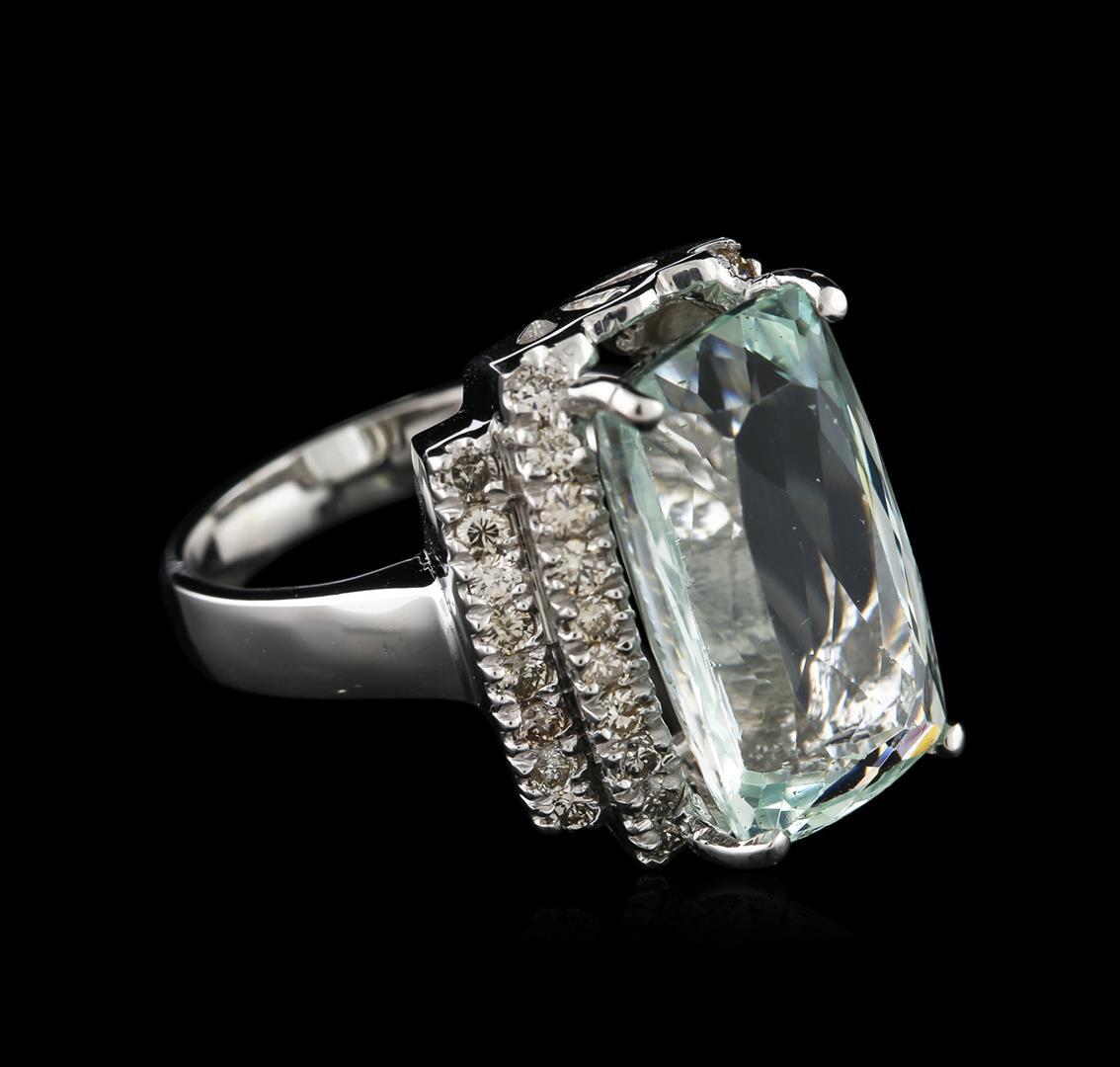 14KT White Gold 7.61 ctw Aquamarine and Diamond Ring