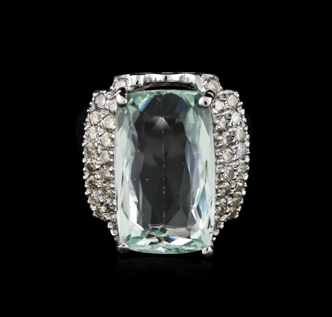 14KT White Gold 7.61 ctw Aquamarine and Diamond Ring