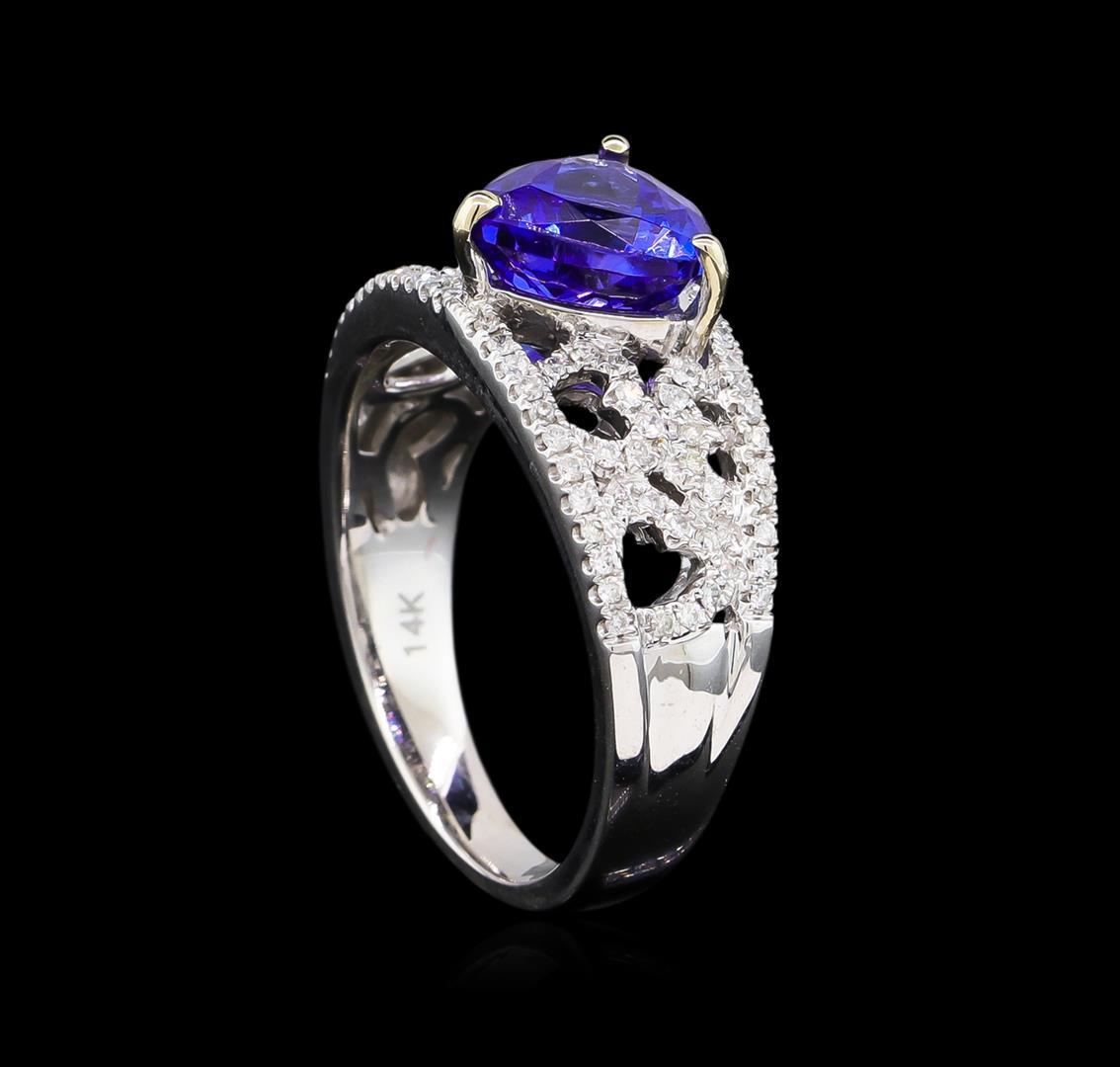 14KT White Gold 2.18 ctw Tanzanite and Diamond Ring