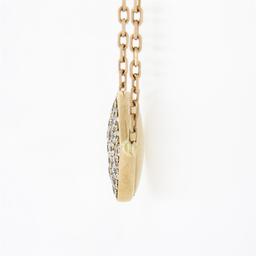 18k Rose Gold .60 ctw Pave Set Diamond Cushion Pendant & Cable Link Chain Neckla