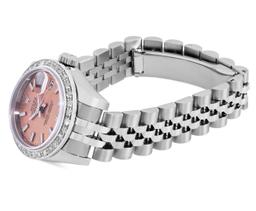 Rolex Ladies Stainless Steel Salmon Dial White Gold Diamond Bezel Datejust Hidde