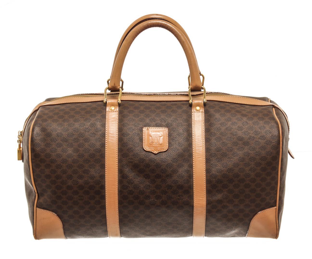 Celine Macadam Pattern Logo Embossed Big Boston Bag Brown