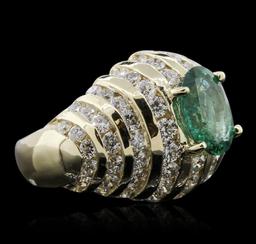 14KT Yellow Gold 2.03 ctw Emerald and Diamond Ring