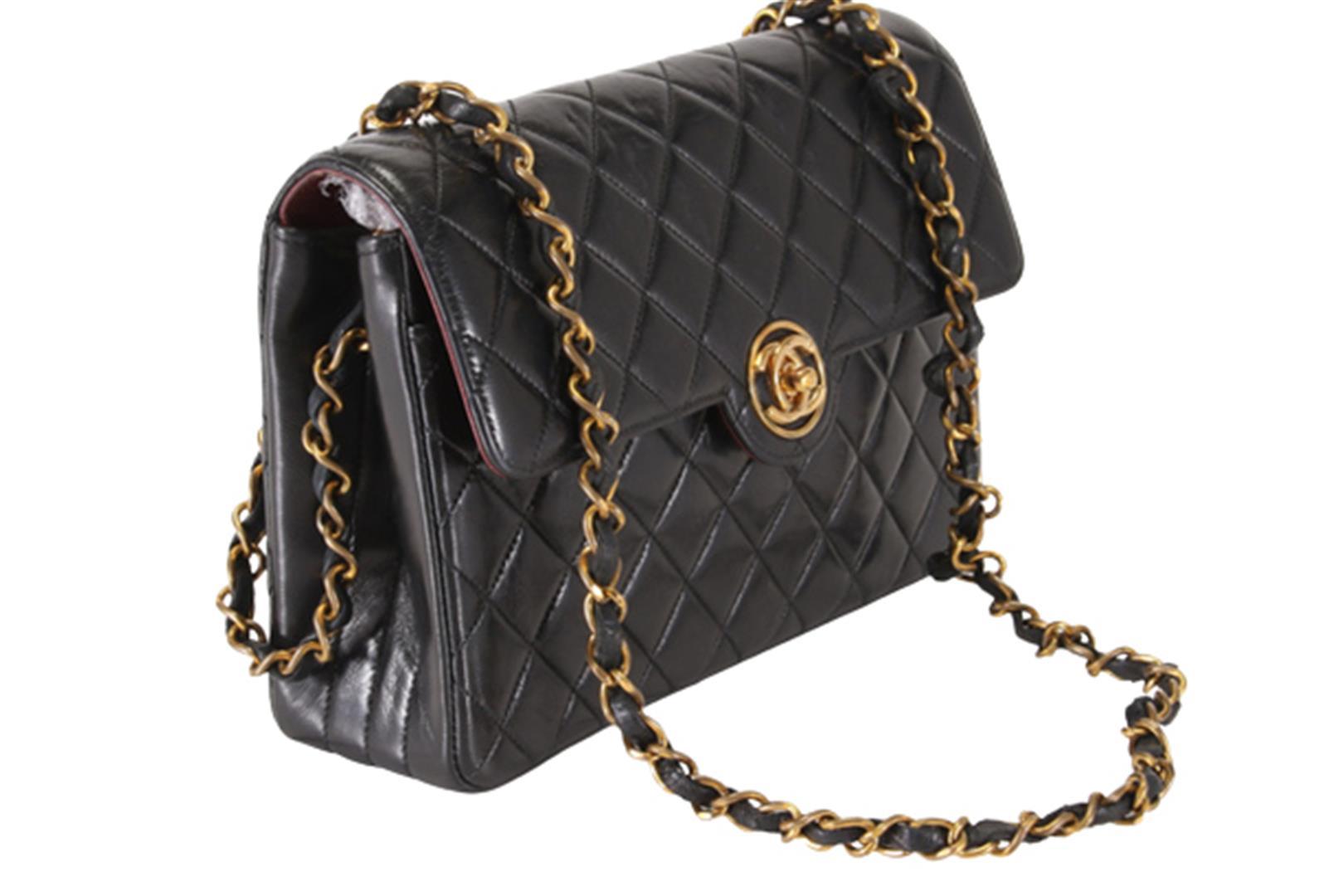 Chanel Black Quilted Lambskin Leather CC Turn-lock Small Flap Shoulder Bag