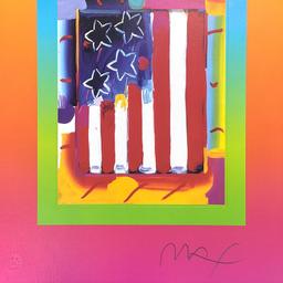 Flag with Heart on Blends III by Peter Max